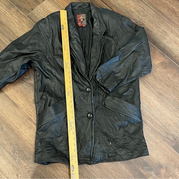 G3 Bomber Jacket Medium Leather Flight G-III Black HEAVY Grunge Y2K Vtg - Picture 4 of 13